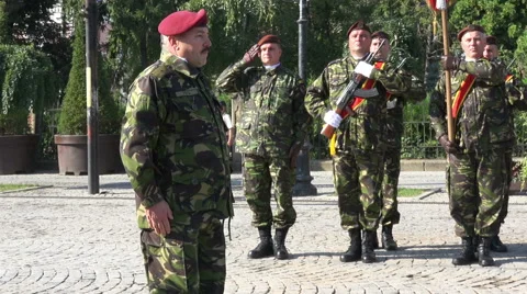 General saluting soldiers Stock Footage 41863987