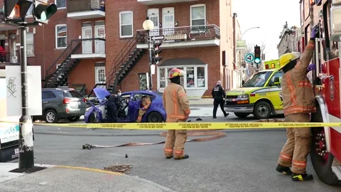 General scene of car accident Stock Footage 139654693