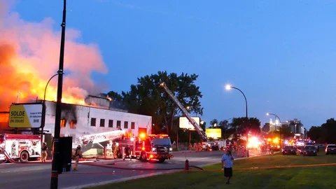 General scene of a structure fire Stock Footage 116009677