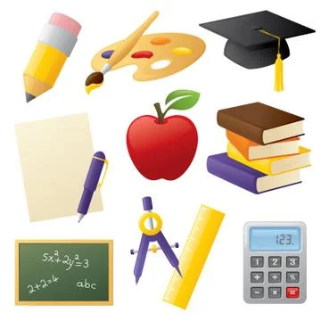General school icons Stock Illustration