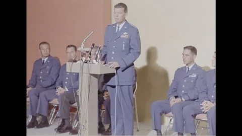 General Schriever speaking and introducing pilots of X-20A program - 1962 Stock Footage 103842470