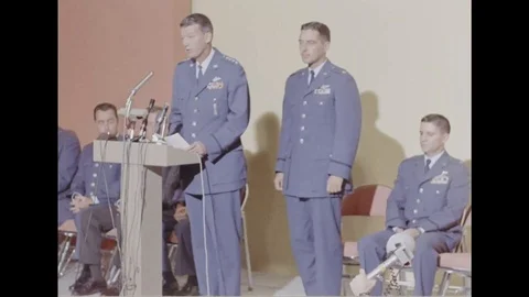 General Schriever speaking and introducing pilots of X-20A program - 1962 Stock Footage 103842502