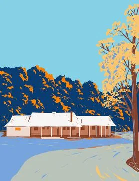 General Store During Fall in Virginia WPA Poster Art. 스톡 일러스트