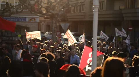 General Strike 2012 Spain Stock Footage