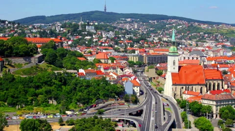 General summer view of Bratislava, Slovakia Stock Footage 61740331