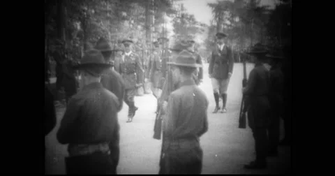 General Summerall visiting Citizen's Military Training Camp Stock Footage