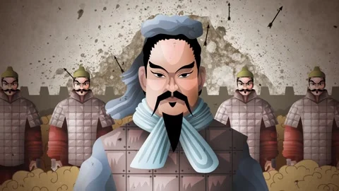 General sun tzu before his army facing a besieged wall with flying arrows Stock-Footage 320091912