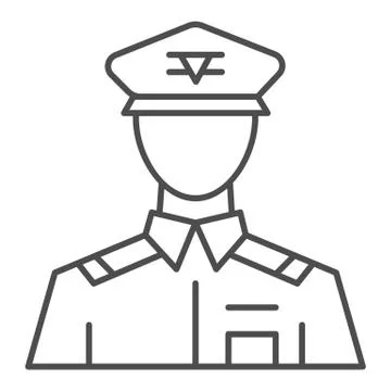 General thin line icon. Commander vector illustration isolated on white. Veteran Stock Illustration