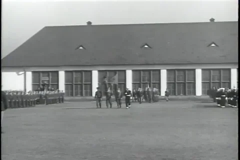 General Trudeau and colonel John Ryan march together - 1950 Stock Footage 94068444