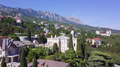 General view from above on the Crimea nature. 4K cinematic video Stock Footage 91561027