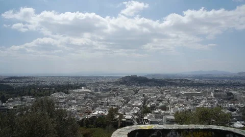 General view of the Acropolis rock and Athens  Stock Footage 117426084