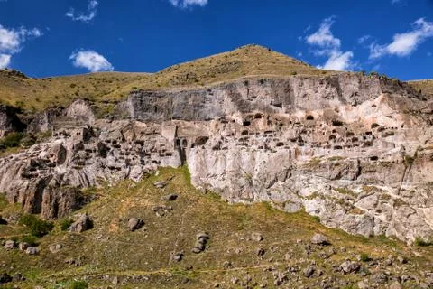 General view of ancient cave monastery Vardzia in Georgia Stock Photos
