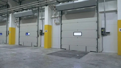 General view of the automatic gate inside the empty logistics center Video stock 104250755
