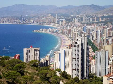 General view of Benidorm from the mountain Stock Photos