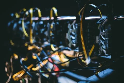 General view of the bitcoin farm Stock Photos
