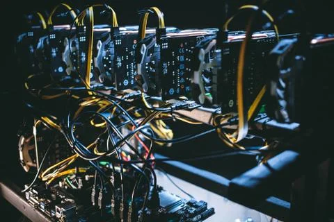 General view of the bitcoin farm Stock Photos