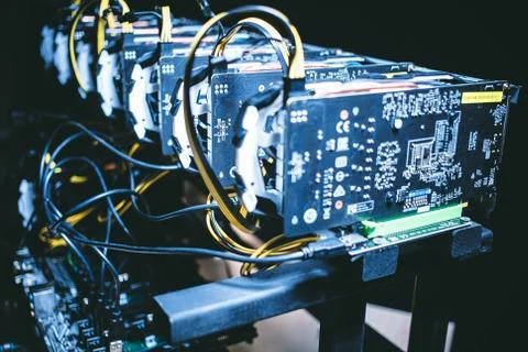 General view of the bitcoin farm Stock Photos