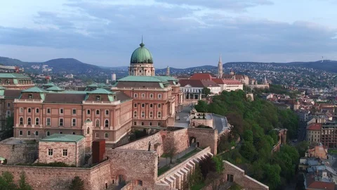 General view of the Budapest Royal Palace and the Danube river - 4K drone video Stock-Footage 99295258