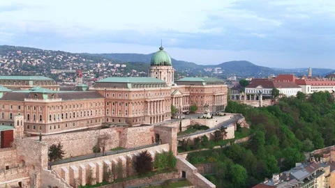 General view of the Budapest Royal Palace and the Danube river - 4K drone video Stock-Footage 99295282