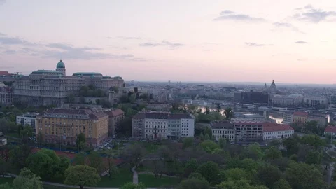 General view of the Budapest Royal Palace and the Danube river - 4K drone video Stock-Footage 99295474