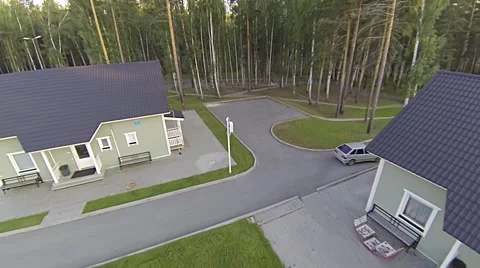 General view of the camping. Fly away aerial shot. HD Stock Footage 58563543