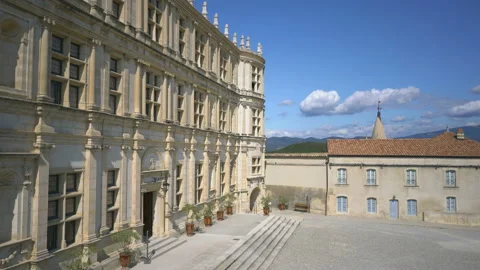 General view of the castle of Grignan in the  Drome, France, Europe. Stock Footage 142328636
