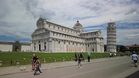 A general view of the cathedral on the Campo dei Miracoli, Pisa, Italy Stock Footage 157823645