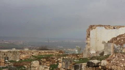 General view of the city of Maarat al-Nu'man in Idlib Syria Stock Footage