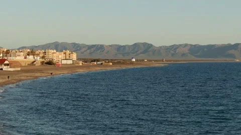 General view of the coast of a beach in retamar in almeria spain 库存影片 232184490
