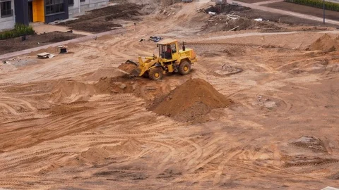 General view of the construction site of a residential area in the city Stock Footage 109542939
