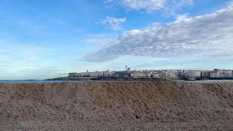 General view of A Coruna from Riazor beach Stock Footage 256095296