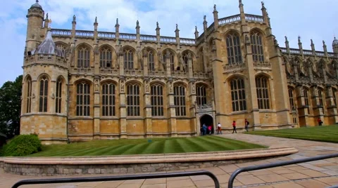 General view on courtyard of Windsor Castle with St. George Chapel Stock Footage 51738489