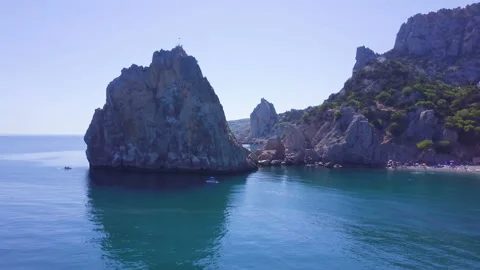 General view of Crimea overlooking the cliff and the Black Sea Stock Footage 91510365