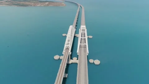 General view of the Crimean Bridge Stock Footage 230157373