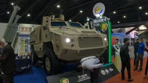 General view of the Defense and Security expo. Video stock 220373804