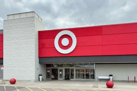 General view of the facade, logo and entrance of a Target department store Fotos Stock