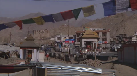 General View fo Leh Town in Ladakh, India Stock Footage 55833955