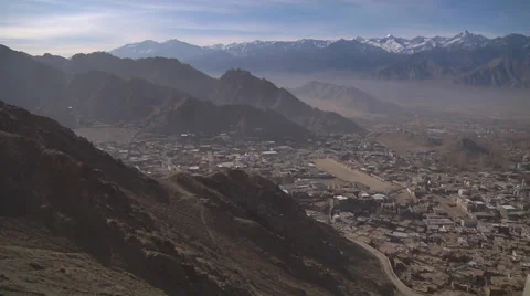 General View fo Leh Town in Ladakh, India Stock Footage 55834666