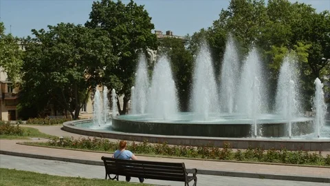 General view of fountain working during the summer Stock-Footage 103168591
