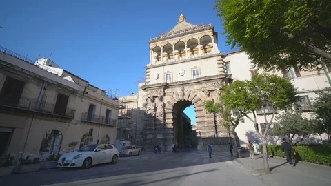 General view of the gate in the Palermo, Sicily, Italy, Europe. Stock Footage 111768175