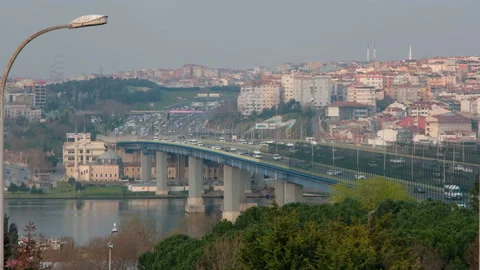 A general view of Halic Bridge which over the Golden Horn in Istanbul Video stock 130432689