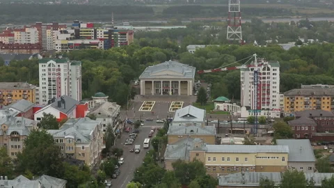 General view from the height of the building of the Philharmonic in Kirov Stock Footage 111060026