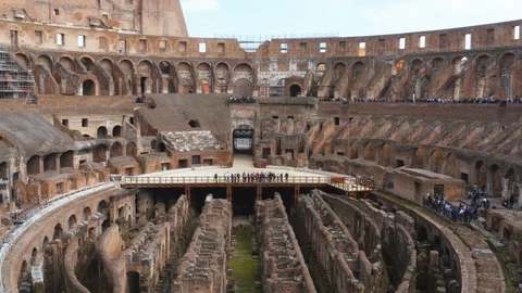 General view inside the Colosseum in Rome Stock Footage 95582591