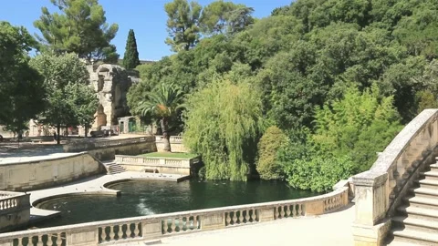 General view of the Jardins de la Fontaine, Nîmes. Stock Footage 202274018