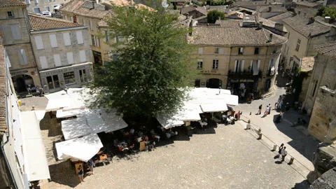 General view of the medieval town of Saint Emilion, Dordogne, Aquitaine, France. Video stock 130694883