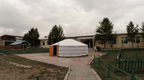 A General View of a Modern Mongolian Yurt in The Ordinary Mongolian City Stock Footage 58359243