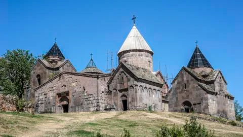 General view of the monastery complex Goshavank. Stock Photos