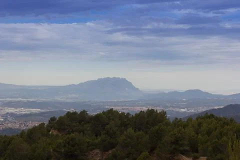 General view of the Mountain of Montserrat Stock Photos