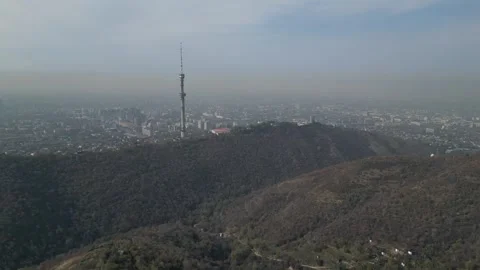 A general view from the mountainous area of the city and the TV tower. Stock Footage 289609616