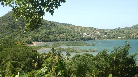 General view of Mronabeja Bay, its mangrove and the lagoon, Mayotte Stock Footage 301207232